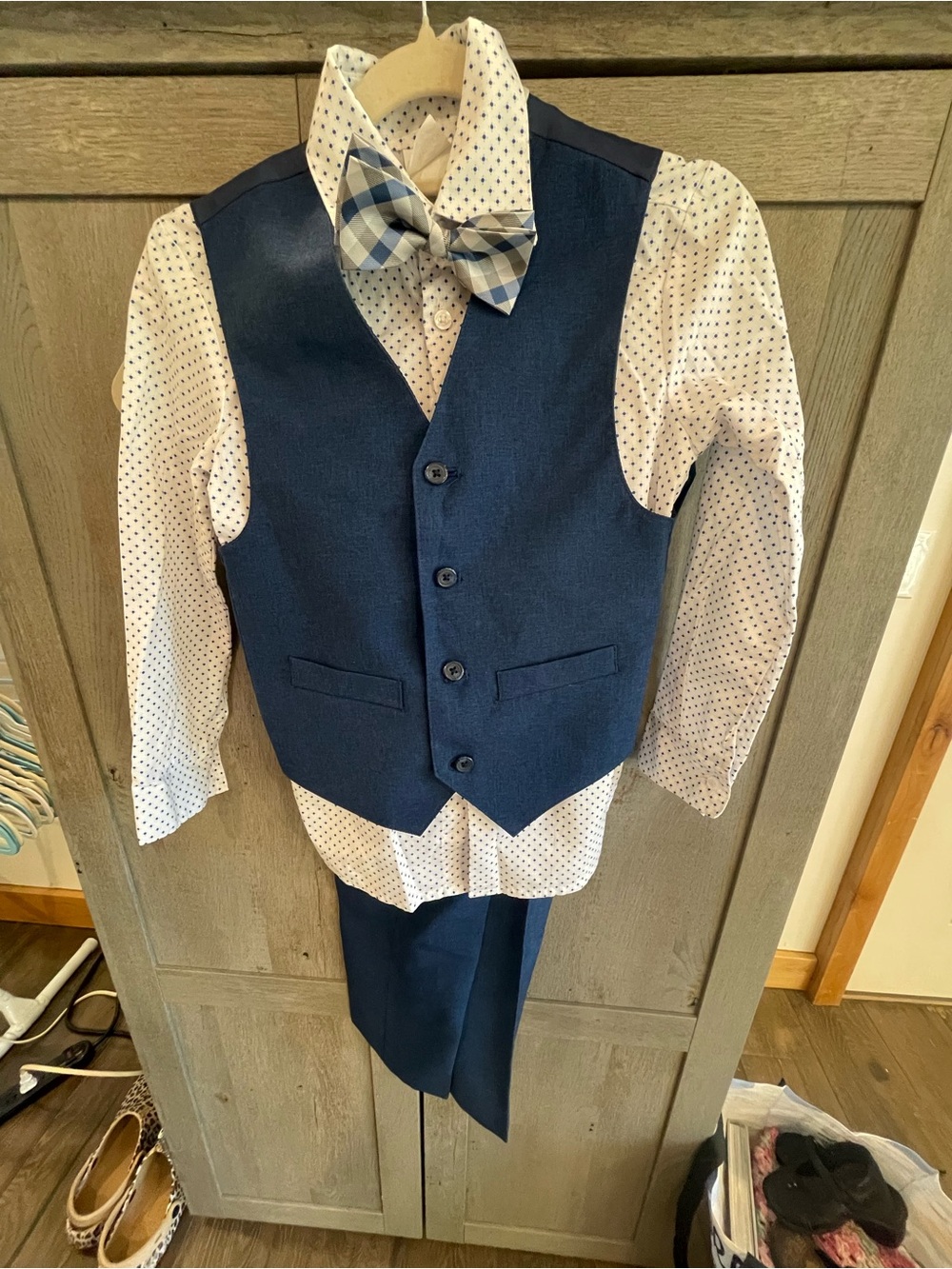 Van Heusen White Shirt with Blue Polka Dots